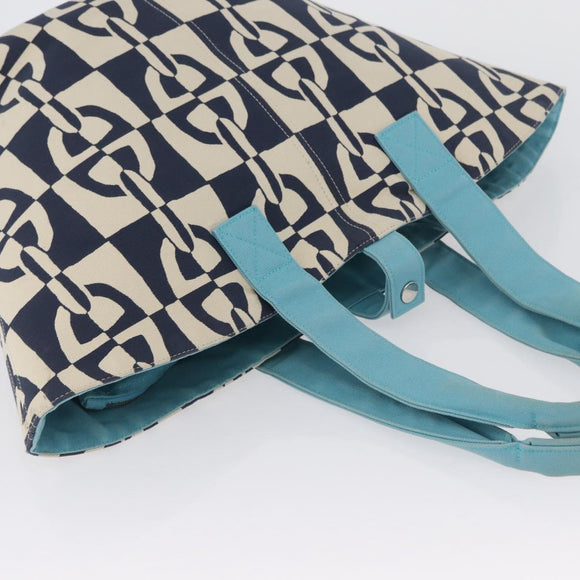 HERMES Panier Plage PM Einkaufstasche Canvas Navy Auth 172409