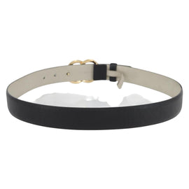 BVLGARI Belt Leather 37"" Black Gold Auth 172420 - 0