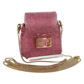 FENDI Beads Pico Bucket Necklace metal Pink Auth 172421M