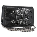 CHANEL COCO Mark Chain Shoulder Bag Patent Black Silver CC Auth 172433SAV-1
