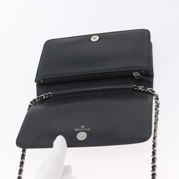 CHANEL COCO Mark Chain Shoulder Bag Patent Black Silver CC Auth 172433SAV