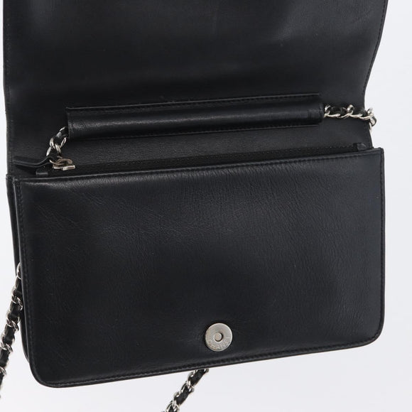 CHANEL COCO Mark Chain Shoulder Bag Patent Black Silver CC Auth 172433SAV