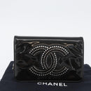 CHANEL COCO Mark Chain Shoulder Bag Patent Black Silver CC Auth 172433SAV-12