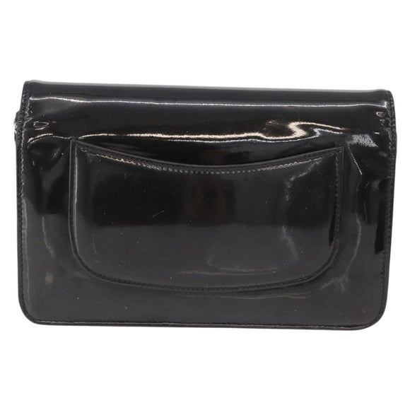 CHANEL COCO Mark Chain Shoulder Bag Patent Black Silver CC Auth 172433SAV