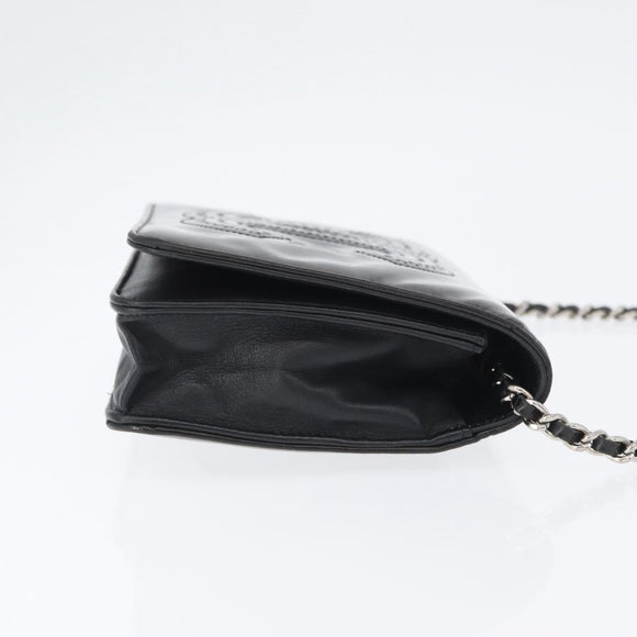 CHANEL COCO Mark Chain Shoulder Bag Patent Black Silver CC Auth 172433SAV