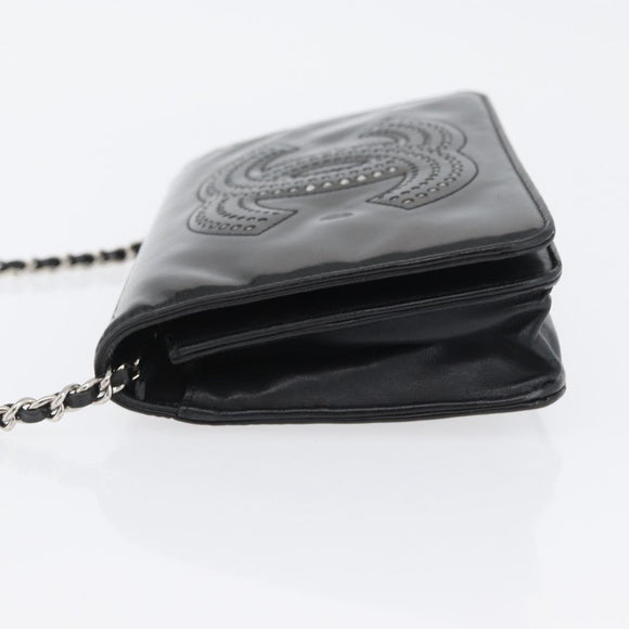 CHANEL COCO Mark Chain Shoulder Bag Patent Black Silver CC Auth 172433SAV