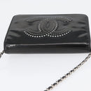 CHANEL COCO Mark Chain Shoulder Bag Patent Black Silver CC Auth 172433SAV-6