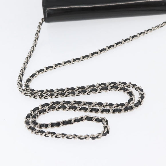 CHANEL COCO Mark Chain Shoulder Bag Patent Black Silver CC Auth 172433SAV