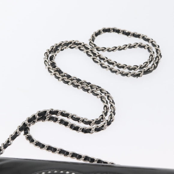 CHANEL COCO Mark Chain Shoulder Bag Patent Black Silver CC Auth 172433SAV