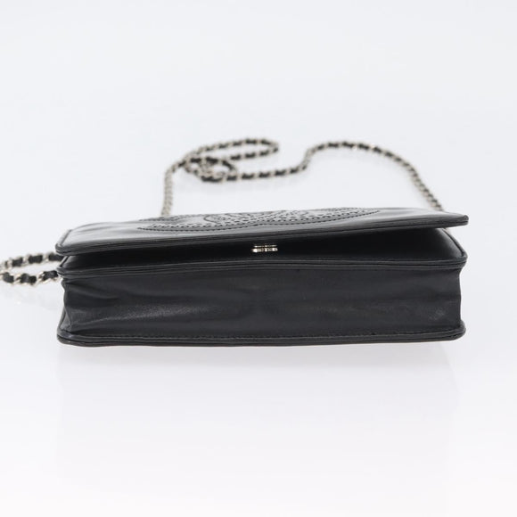 CHANEL COCO Mark Chain Shoulder Bag Patent Black Silver CC Auth 172433SAV