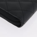 CHANEL Matelasse Cambon Line Long Wallet Leather Black Silver CC Auth 172434SAV-16
