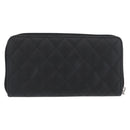 CHANEL Matelasse Cambon Line Long Wallet Leather Black Silver CC Auth 172434SAV-2