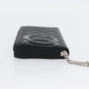 CHANEL Matelasse Cambon Line Long Wallet Leather Black Silver CC Auth 172434SAV-4