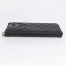 CHANEL Matelasse Cambon Line Long Wallet Leather Black Silver CC Auth 172434SAV-6