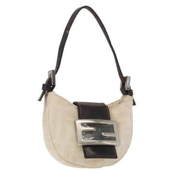 FENDI Zucca Canvas Mini Croissant Hand Bag Beige Silver Auth 172442A