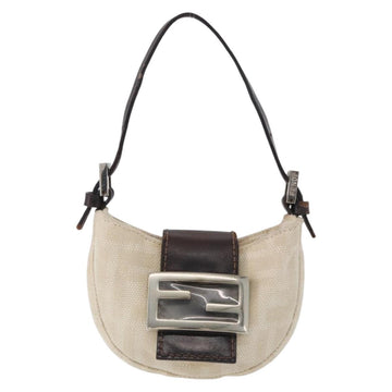 FENDI Zucca Canvas Mini Croissant Hand Bag Beige Silver Auth 172442A - 0