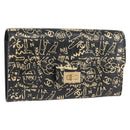 CHANEL 2.55 Long Wallet Croco Embossed Black Gold CC Auth 172450SAV-1