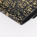 CHANEL 2.55 Long Wallet Croco Embossed Black Gold CC Auth 172450SAV-11