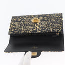 CHANEL 2.55 Long Wallet Croco Embossed Black Gold CC Auth 172450SAV-13