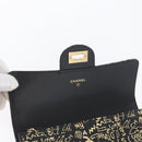 CHANEL 2.55 Long Wallet Croco Embossed Black Gold CC Auth 172450SAV-14