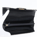 CHANEL 2.55 Long Wallet Croco Embossed Black Gold CC Auth 172450SAV-16