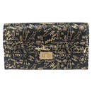 CHANEL 2.55 Long Wallet Croco Embossed Black Gold CC Auth 172450SAV-2