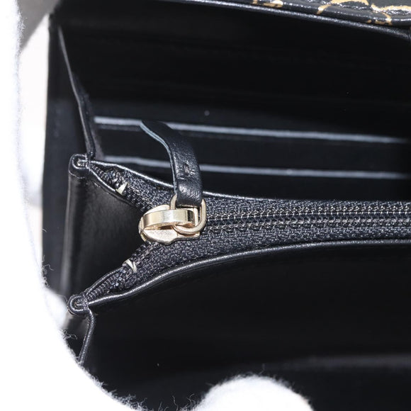 CHANEL 2.55 Long Wallet Croco Embossed Black Gold CC Auth 172450SAV