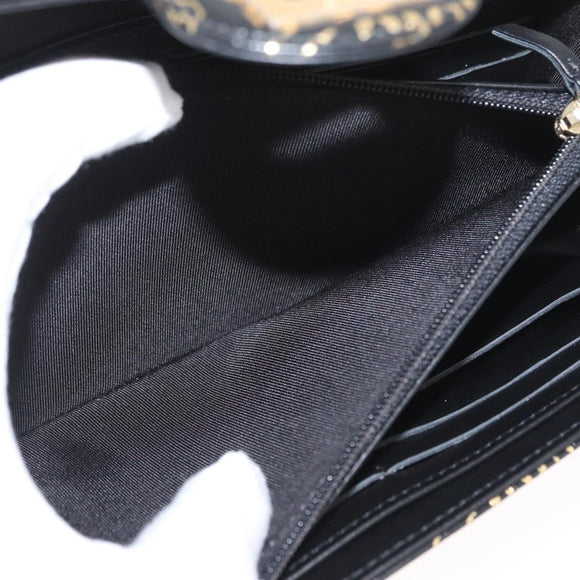 CHANEL 2.55 Long Wallet Croco Embossed Black Gold CC Auth 172450SAV