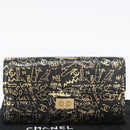 CHANEL 2.55 Long Wallet Croco Embossed Black Gold CC Auth 172450SAV-27