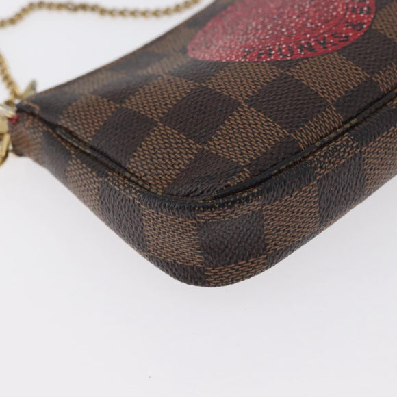 LOUIS VUITTON Damier Ebene T&B Mini Pochette Pouch N58011 Auth 172452A