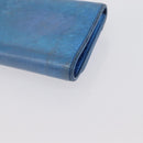 CHANEL Compact Wallet Leather Blue Silver CC Auth 172453-11