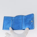 CHANEL Compact Wallet Leather Blue Silver CC Auth 172453-13
