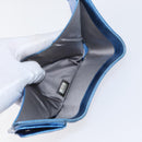 CHANEL Compact Wallet Leather Blue Silver CC Auth 172453-15