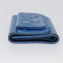 CHANEL Compact Wallet Leather Blue Silver CC Auth 172453-5