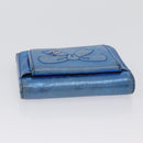 CHANEL Compact Wallet Leather Blue Silver CC Auth 172453-6