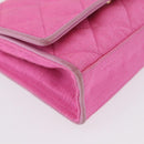 CHANEL Matelasse Chain Camelia Schoudertas Canvas Roze Goud CC Auth 172461V-9