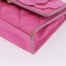 CHANEL Matelasse Chain Camelia Schoudertas Canvas Roze Goud CC Auth 172461V-16