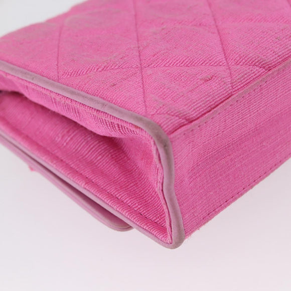 CHANEL Matelasse Chain Camelia Schoudertas Canvas Roze Goud CC Auth 172461V