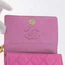 CHANEL Matelasse Chain Camelia Schoudertas Canvas Roze Goud CC Auth 172461V-21