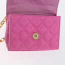 CHANEL Matelasse Chain Camelia Schoudertas Canvas Roze Goud CC Auth 172461V-22
