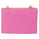 CHANEL Matelasse Chain Camelia Schoudertas Canvas Roze Goud CC Auth 172461V-2