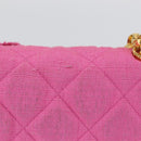 CHANEL Matelasse Chain Camelia Schoudertas Canvas Roze Goud CC Auth 172461V-3