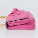 CHANEL Matelasse Chain Camelia Schoudertas Canvas Roze Goud CC Auth 172461V-5