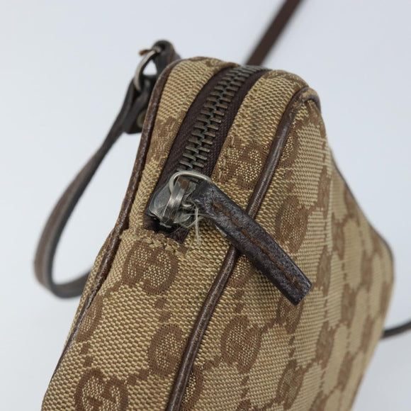 GUCCI GG Canvas Shoulder Bag Beige Silver 120975 Auth 172462