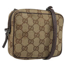 GUCCI GG Canvas Shoulder Bag Beige Silver 120975 Auth 172462-1