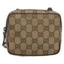 GUCCI GG Canvas Shoulder Bag Beige Silver 120975 Auth 172462-13