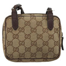 GUCCI GG Canvas Shoulder Bag Beige Silver 120975 Auth 172462-2