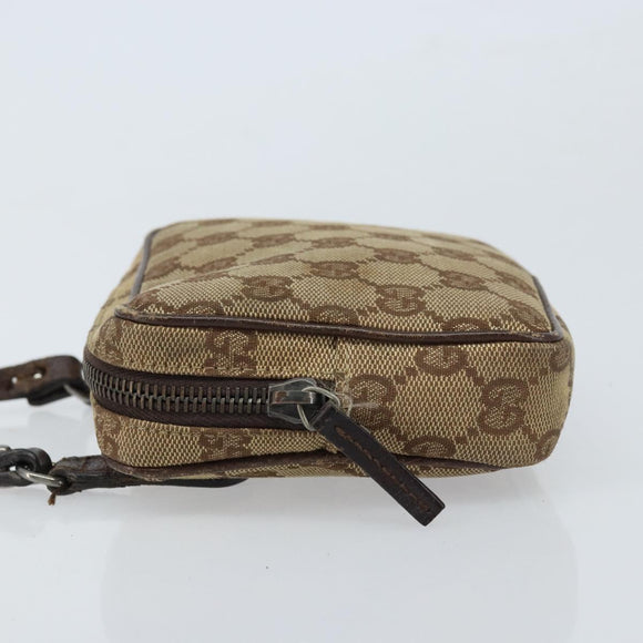 GUCCI GG Canvas Shoulder Bag Beige Silver 120975 Auth 172462
