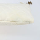 CHANEL Matelasse Clutch Bag Canvas White Silver CC Auth 172468V-8