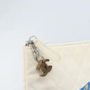 CHANEL Matelasse Clutch Bag Canvas White Silver CC Auth 172468V-9